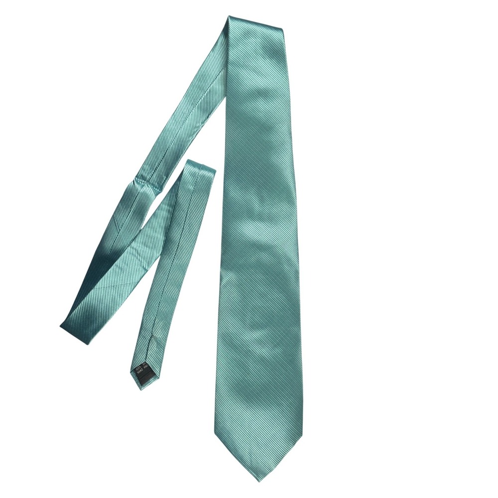 Bachrach Teal Blue Diagonal Stripe Silk Necktie Men Formal Business